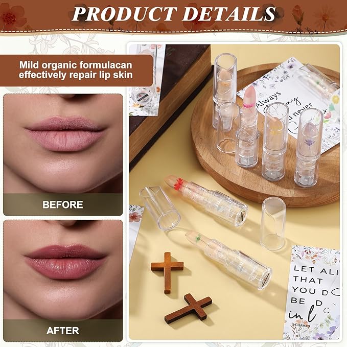 12 Sets Christian Lip Balms with Inspirational Bible Verse Card Bulk Gifts for Women Flower Sign Taste Lip Balm with Tag for Employee Coworker Teacher Family Church Wedding Favor-GlimoraGlow