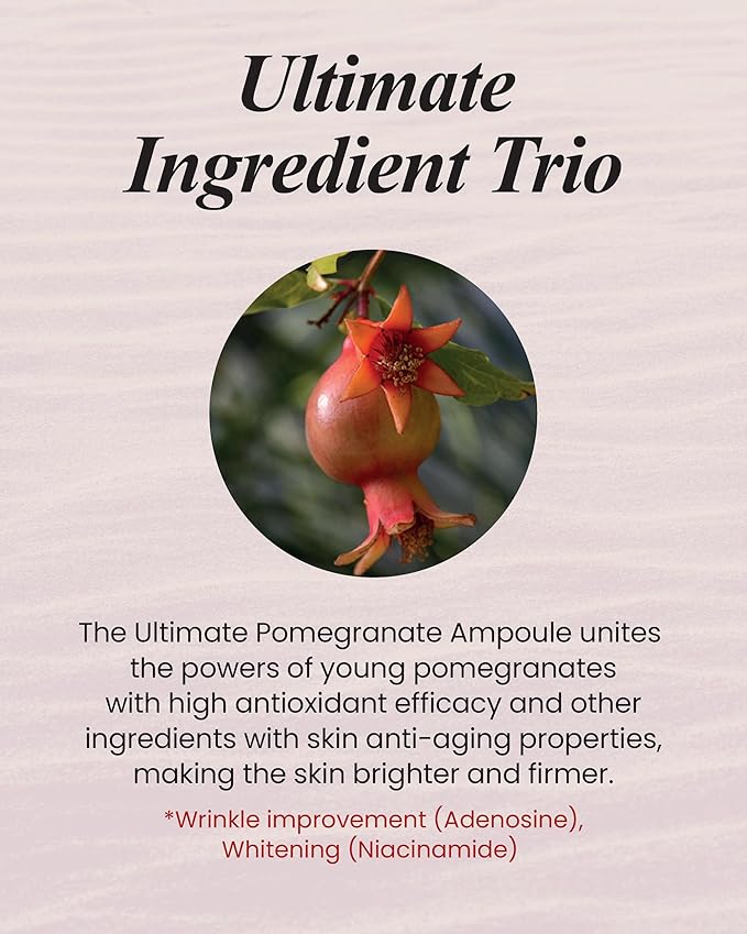 Sooryehan Ultimate Pomegranate (Ampoule Set, 1.9fl oz) - Skin Elasticity, Reduced Wrinkles & Skin Tone Improvement, Elastin, Vitamin C, Adenosine & Niacinamide-GlimoraGlow
