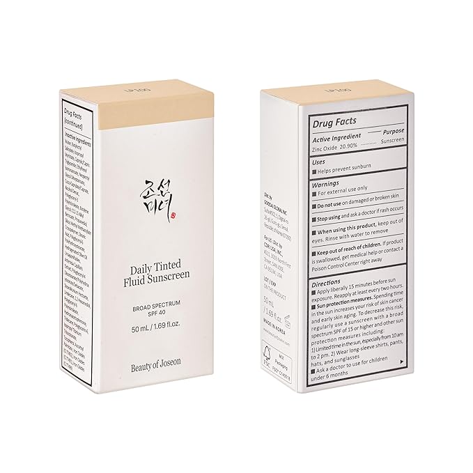 Beauty of Joseon Daily Tinted Fluid Sunscreen 12 Shades for Face Moisturizing Broad Spectrum SPF 40 Korean Skincare 50ml, 1.69 fl.oz #LP100-GlimoraGlow