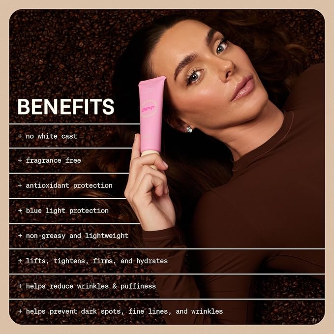 The Skinny Confidential Caffeinated Mineral Sunscreen, SPF 40 - Fragrance-Free Face Sunscreen with No White Cast - Non-Greasy & Lightweight Sun Screen Lotion Reduce Wrinkles, Redness & Puffiness-GlimoraGlow