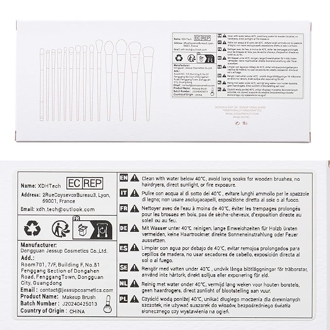 Jessup Makeup Brushes 14Pcs Makeup Brush Set Premium Synthetic Powder Foundation Contour Blush Concealer Eye Shadow Blending Liner Make Up Brush Kit Light Grey T329-GlimoraGlow