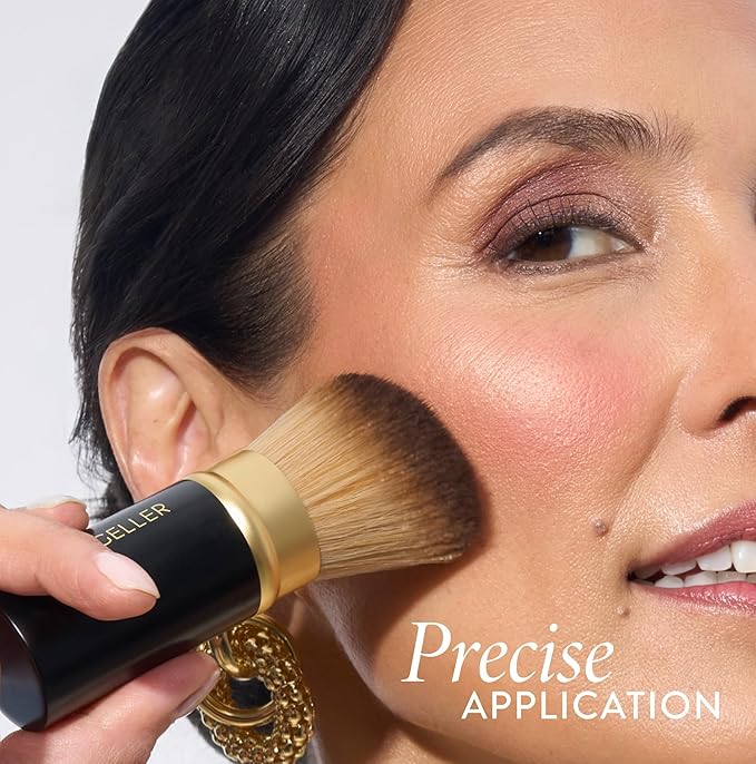 LAURA GELLER NEW YORK Retractable Black Kabuki Brush for Liquid, Cream and Powder Face Makeup With Aluminum Handle-GlimoraGlow