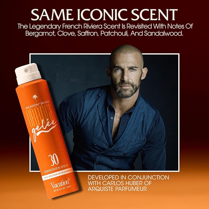 Vacation Orange Gelée SPF 30 Sunscreen Spray Oil & Air Freshener Bundle, Tanning Oil with SPF, Suntan Lotion Spray, Transparent on All Skin Tones, Dermatologist-Tested, Vegan, 5 Fl. Oz.-GlimoraGlow