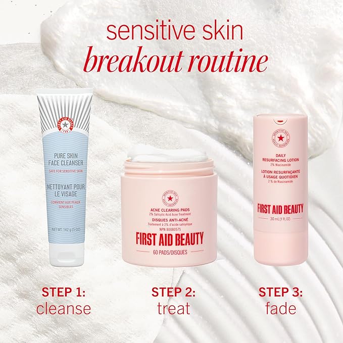 First Aid Beauty Acne Pads for Face - Maximum Strength Acne Treatment - 2% Salicylic Acid Pads Treat Without Drying, (60-ct)-GlimoraGlow