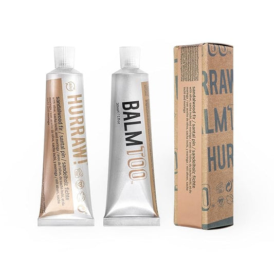 Hurraw! Balmtoo Squeezable Balm, Sandalwood Fir: Thick, ultra-moisturizing. Anywhere application. Body, face, lips, neck, fingers, toes. 1 tube = 7 sticks of lip balm. Natural, Organic. Made in USA-GlimoraGlow