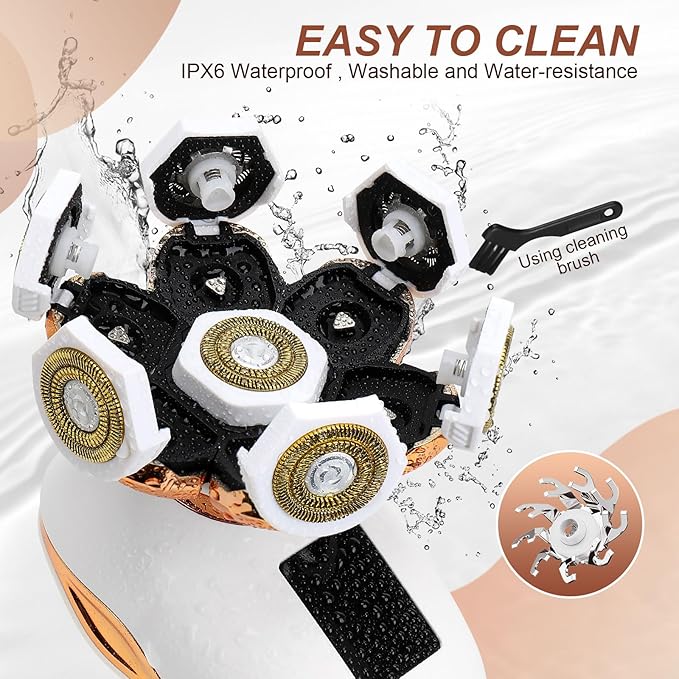 2-in-1 Electric Razors for Women, Wet/Dry 7D Rechargeable Rotary Shaver for Legs, Water Resistant Grooming Kit - Electric Razors for Women, Facial Hair Removal, Bikini Trimmer, Lips - Gentle Hair Remo-GlimoraGlow