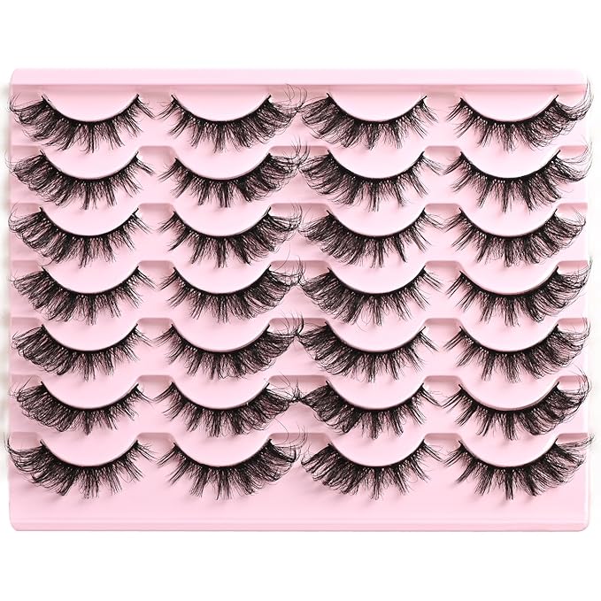 FARRED Cat Eye Lashes Fox Eyelash Wispy Fluffy False Eyelashes 14 Pairs Fake Eyelashes Natural Look Short Natural Lashes Cat Eye Lash Wispy Volume Eyelash (F23 | 8-16mm)-GlimoraGlow