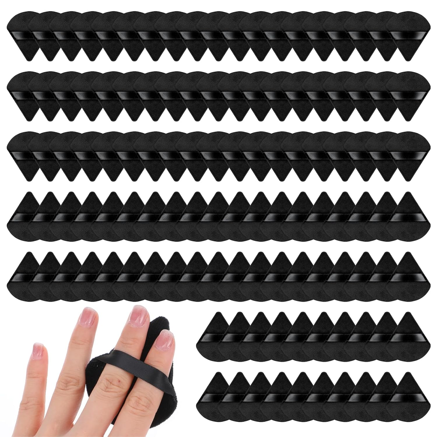 150Pcs Powder Puff Soft Makeup Puff for Loose Velour Triangle Powder Sponges for Setting Face Cosmetic Wet Dry Foundation Makeup Tools (Black)-GlimoraGlow