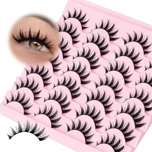 Losha Lashes Spiky Manga Lashes 14 Pairs Anime False Eyelashes 8D Wispy Asian Eye Lashes Pack Natural Soft Fake Eyelashes (Cutes Only)-GlimoraGlow