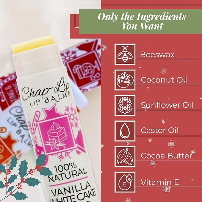 100% Natural Lip Balm Set - Beeswax Natural Christmas Gifts for Her - Lip Moisturizer for Dry Lips, Cocoa Butter - Petroleum Free, 24 Count, 2 Pack-GlimoraGlow