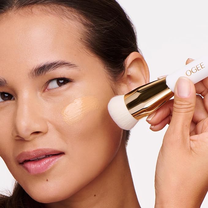 Ogee Professional Quality Makeup Brush - Ultra-Soft Base Brush with Vegan Bristles for Flawless Liquid Makeup Application - Premium Foundation Brush for Liquid Makeup-GlimoraGlow