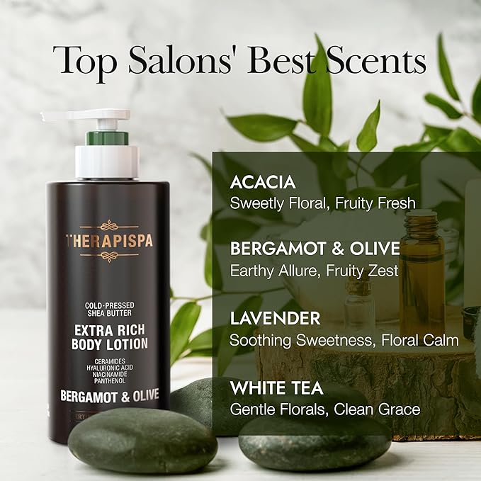 Scented Body Lotion for Women – Refreshing Moisturizer with Shea Butter, Ceramides & Panthenol to Revive & Nourish Dry Skin – Used by All Genders (Bergamot & Olive, 17.0 fl oz)-GlimoraGlow