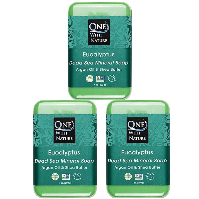 One With Nature Eucalyptus Soap 7oz 3-Pack – Rejuvenating and Exfoliating Soap Bar with Dead Sea Salt for Face & Body, for Men & Women-GlimoraGlow