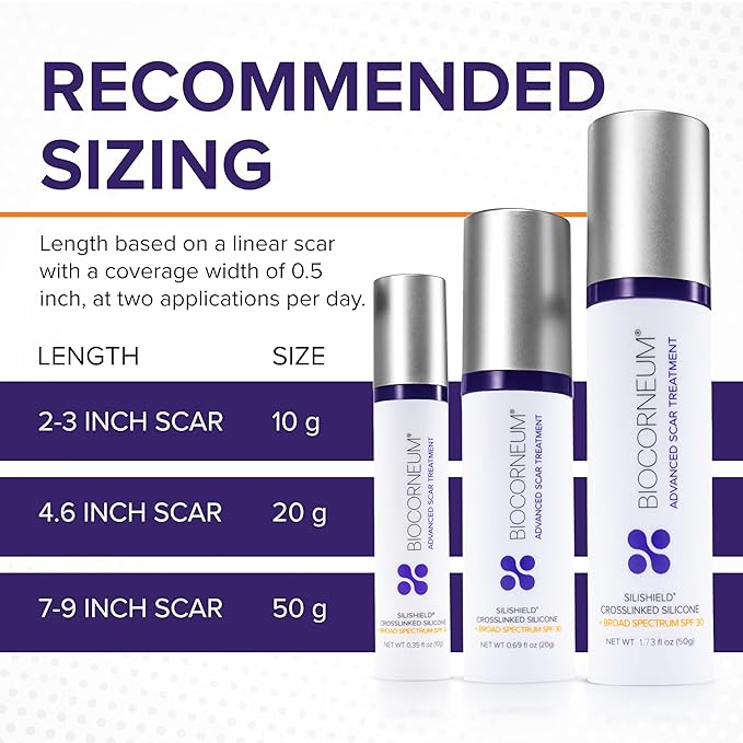 Biocorneum Advanced Scar Treatment with Silishield® & SPF 30 10g – Made in the USA, Fast-Drying, Silicone Scar Gel - Surgeon Recommended for New & Old Scars - Suitable for Children Over 6 Months-GlimoraGlow