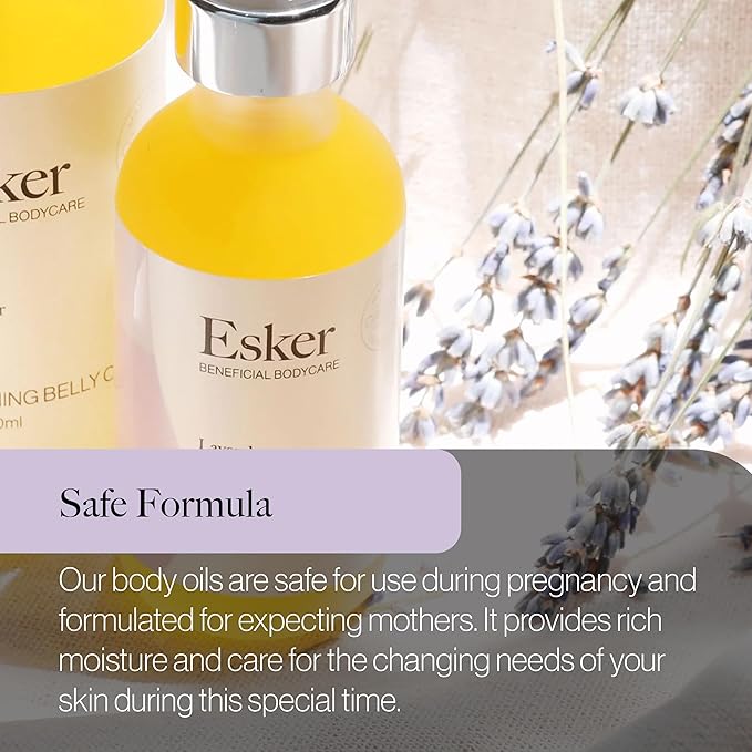 ESKER Natural Soothing Belly Oil | (4.0oz) | Plant-Based Formulated for Pre and Postpartum Skin | Designed to Fade Existing Stretch Marks and Prevent the Formation of New Ones | Cruelty Free-GlimoraGlow