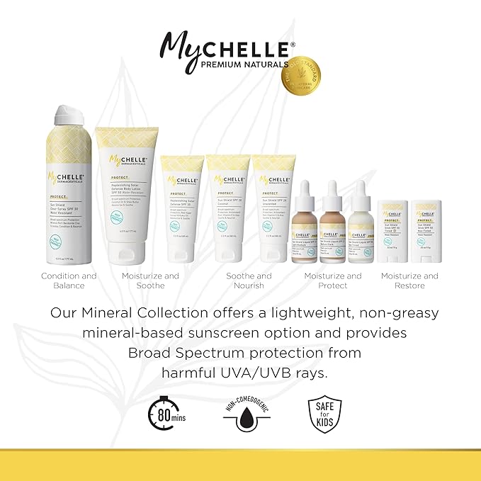 Mychelle Dermaceuticals Sun Shield Stick Spf 50 Non-Tinted - Natural Liquid Zinc Sunscreen Vitamin E and Jojoba - Water Resistant up to 80 Minutes - Sunscreen for Face, Reef Safe, Safe for Children-GlimoraGlow