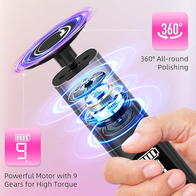 2 in 1 Electric Foot Callus Remover,9 Adjustable Speeds Rechargeable Electric Dead Skin Sander Pedicure Tools with Sandpaper Disk and Nail Drill Bits,Grinding Heads for Women&Men-GlimoraGlow