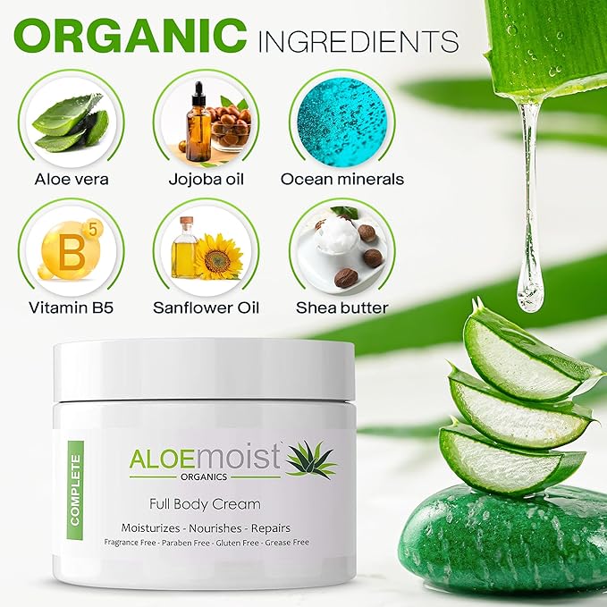 Organic Aloe Vera Lotion - Face & Body Moisturizing Cream with Natural Aloe Vera, Vitamin E Oil, Vitamin C, Retinol Cream, Shea Butter – Anti Aging Face Moisturizer for Women, Dry Skin (4 oz - 2pk)-GlimoraGlow