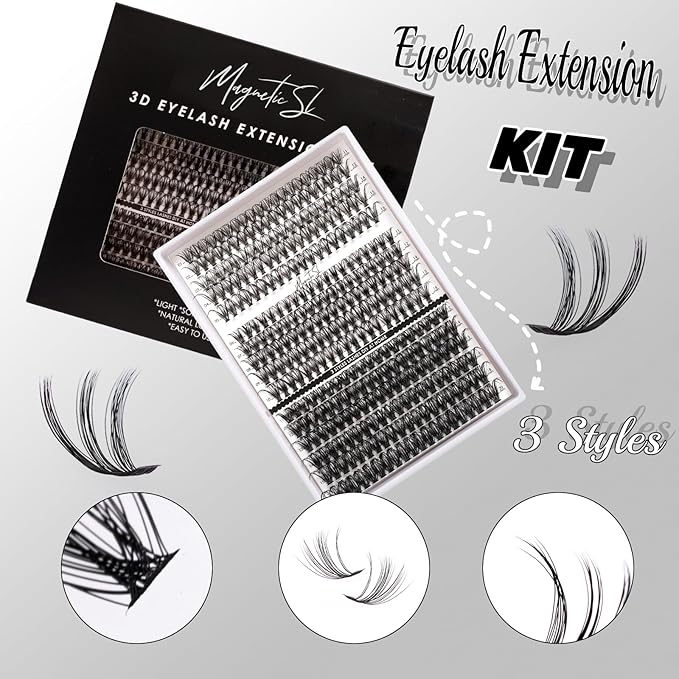 DIY Lash Extensions Kit 320pcs Individual Lashes Clusters 30D 40D 60D D Curl Eyelash Extension Kit with Applicator and Lash Bond&Seal, Lash Remover For False Eyelash Mix 11-20mm (30D+40D+60D KIT)-GlimoraGlow