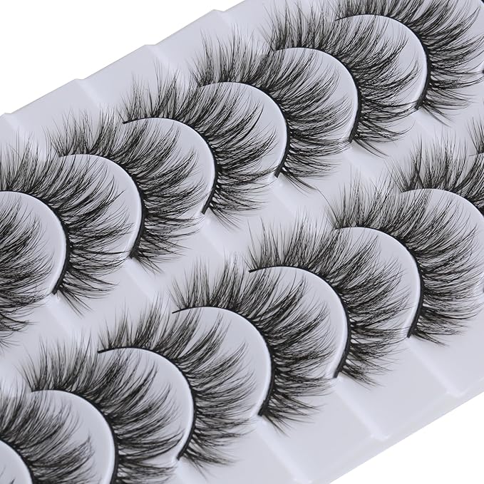 SUNWELL False Eyelashes 16mm Mink Lashes Faux Mink Lashes 8D Fluffy Strip Eye Lashes Wispy Soft Luxury Volume Fake Eyelashes 10 Pairs Pack-GlimoraGlow