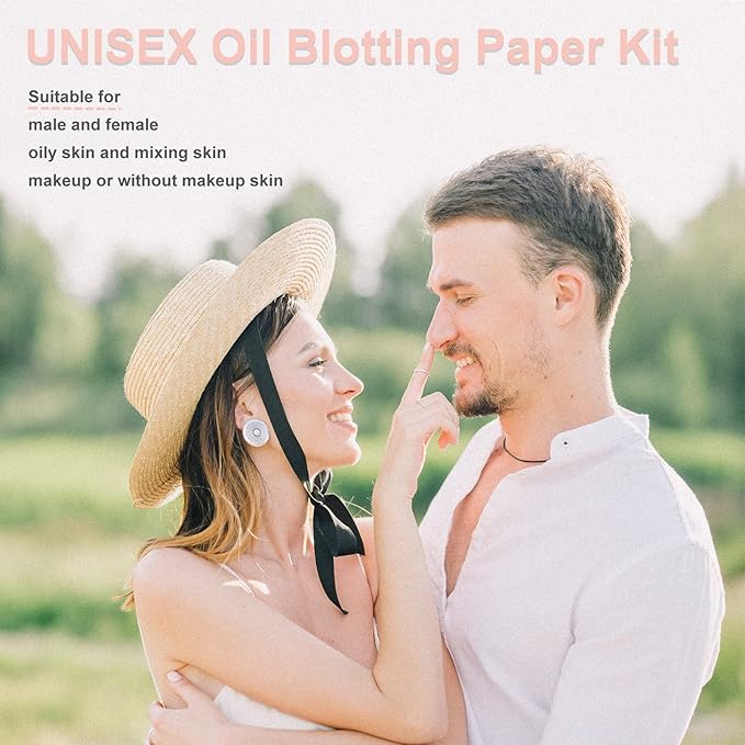 2 Pack Matter Blotting Paper for Oily Skin Total 100 Sheets with Mirror Case and Makeup Puff - Easy Dispensing Oil Blotting Sheets for Face,Makeup Friendly Oil Absorbing Sheets-GlimoraGlow