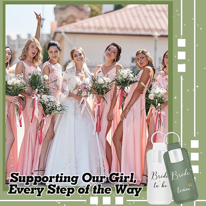 24 Pack Bachelorette Party Favor Lip Balm Set Team Bride Lip balm with Lipstick Holder Keychain Bride to be Lip balm Bridal Shower Proposal Gifts for Wedding Party Favors(White, Sage Green)-GlimoraGlow