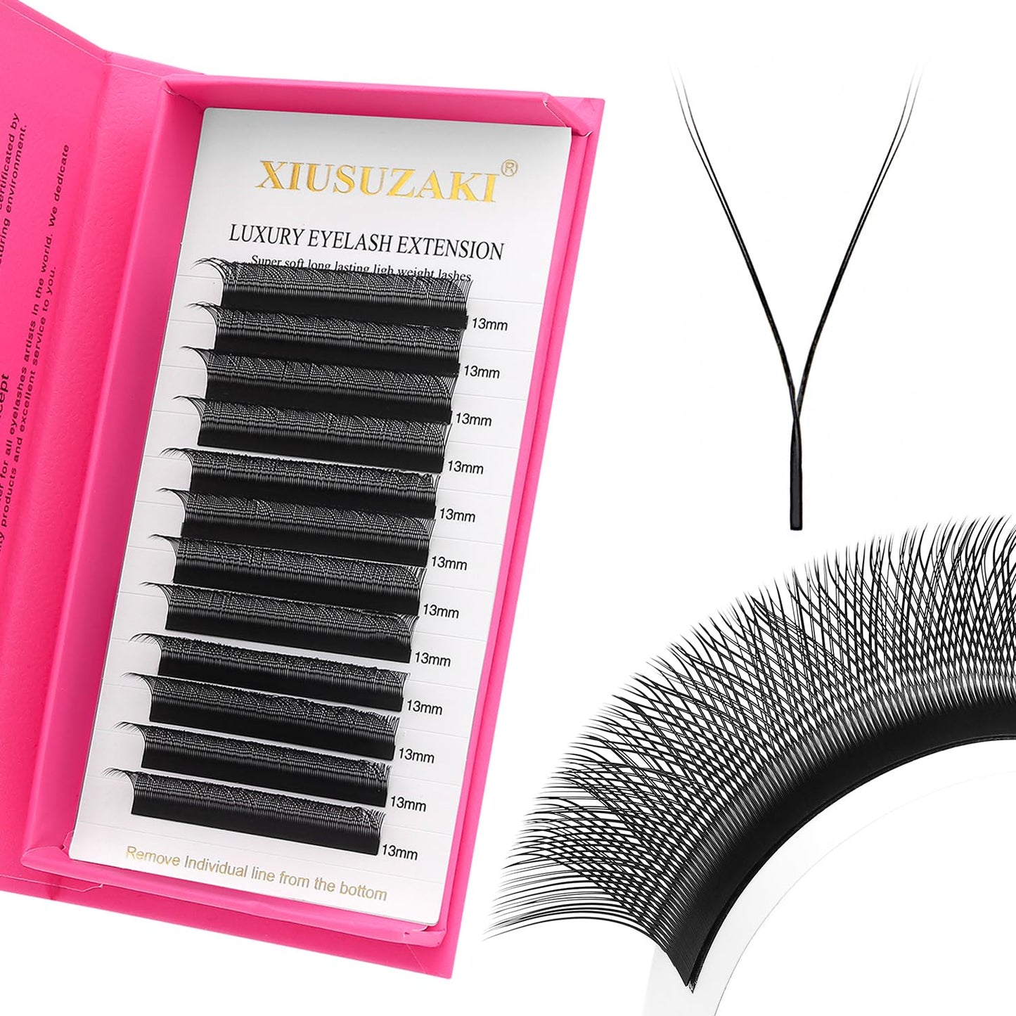 YY Lash Extensions Supplies Y Eyelash Extensions 0.07mm Thickness D Curl 11mm Premade Fans 4D Russian Volume Matte Black 12 Rows Crisscross Eye Lashes(YY-0.07-D,11mm)-GlimoraGlow