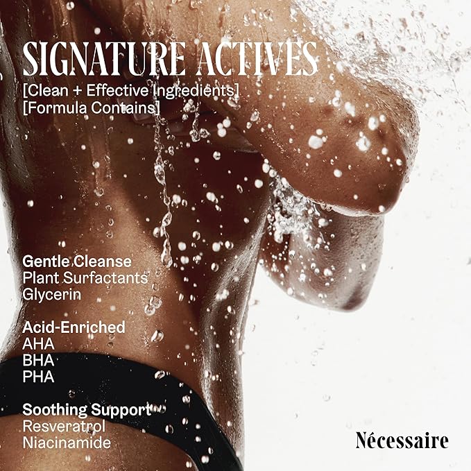 Nécessaire The Body Wash Hinoki - Natural Body Wash for Women & Men, Softening Shower Gel with Gentle Exfoliating Acids AHA/BHA/PHA. Gel Cleanse, 8.4 fl oz.-GlimoraGlow