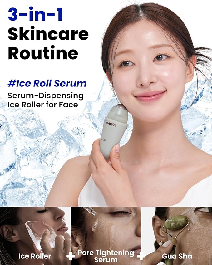 Ice Roll Serum | Cooling & Hydrating Roll-On Serum for Face, Puffy Eyes, Tannin & Panthenol for Pore Minimizing, Soothing, Facial Roller for Depuffing, Under Eye Bag Treatment | Korean Skin Care-GlimoraGlow