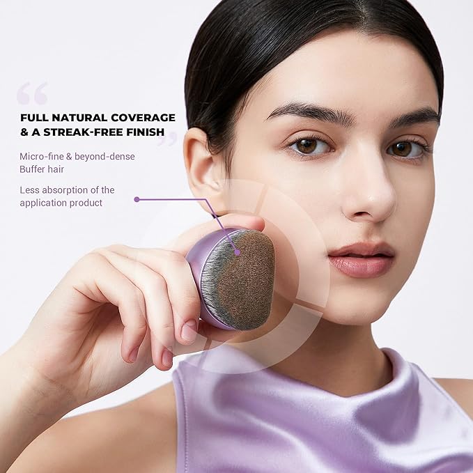 Jessup Foundation Brush for Liquid Makeup, Large Flat Top Kabuki Brush for Blending, Buffing, Stippling, Luxury Purple SF003-GlimoraGlow