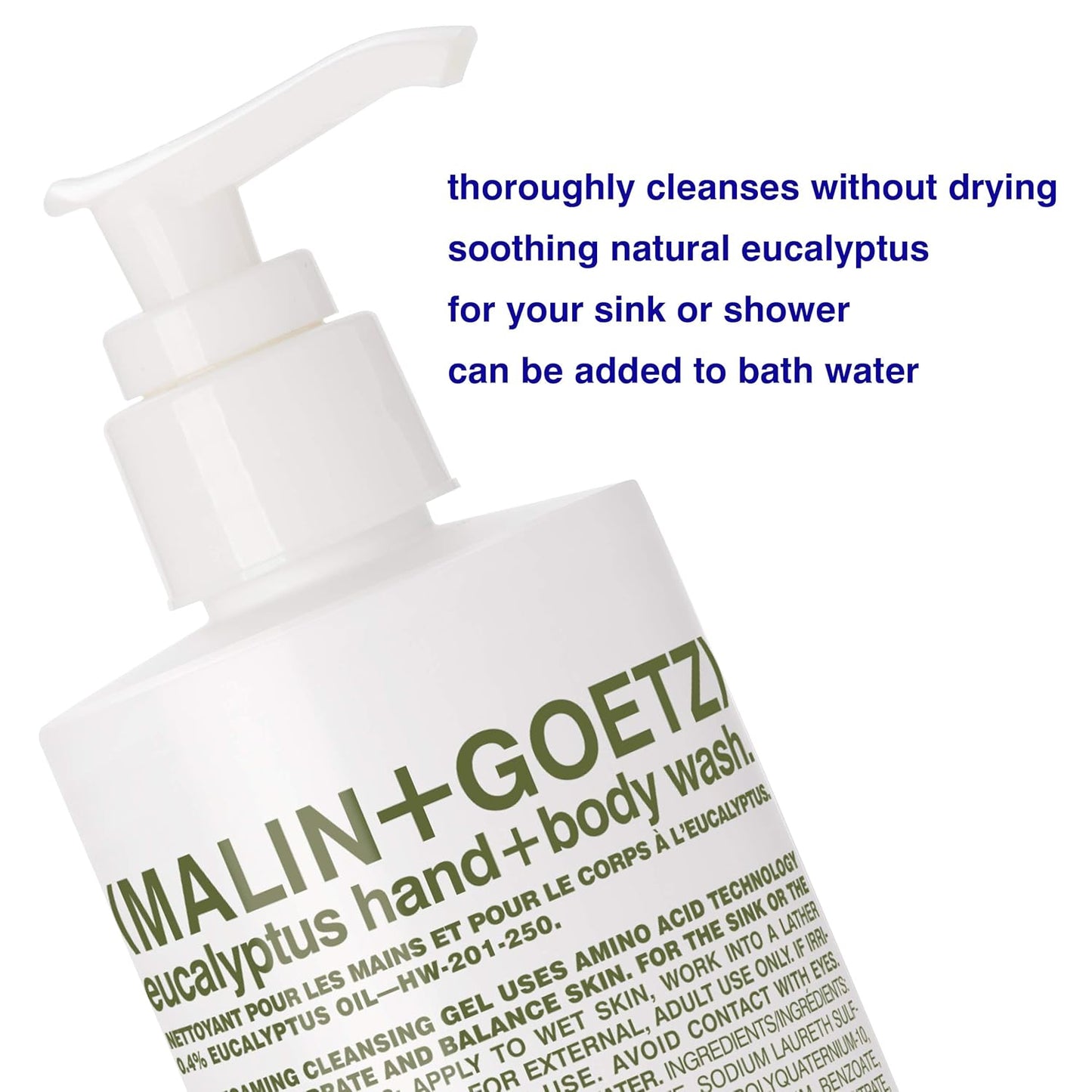 MALIN+GOETZ Eucalyptus Hand + Body Wash – natural hydrating soap,cleansing and purifying for all skin types, prevents stripping or irritation on sensitive skin. Cruelty-free. 8.5 fl oz-GlimoraGlow