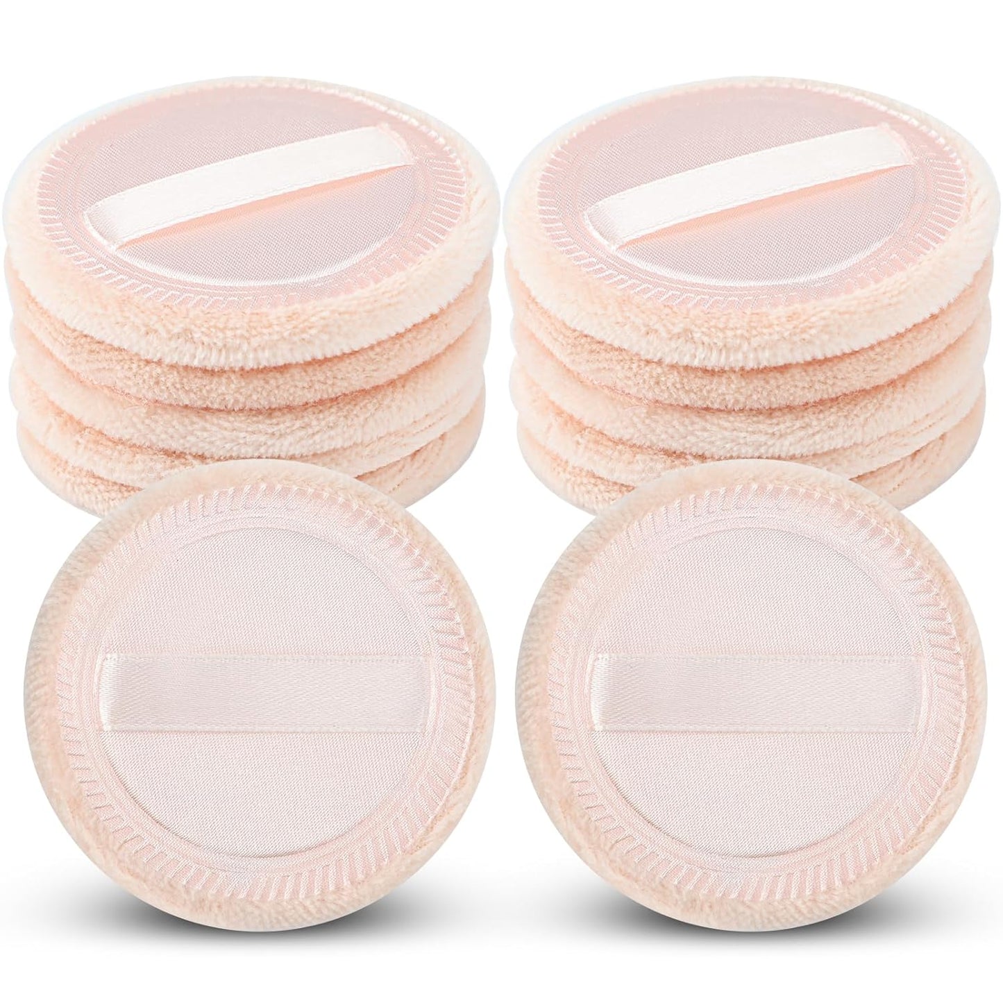 12 Pieces Powder Puffs Cotton Makeup Pads Soft Face Compact Puffs for Loose Setting Pressed Powder, 2.36 Inch (Beige)-GlimoraGlow