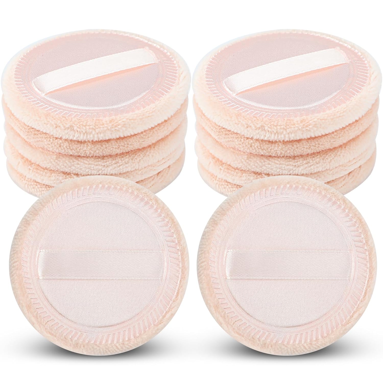 12 Pieces Powder Puffs Cotton Makeup Pads Soft Face Compact Puffs for Loose Setting Pressed Powder, 2.36 Inch (Beige)-GlimoraGlow