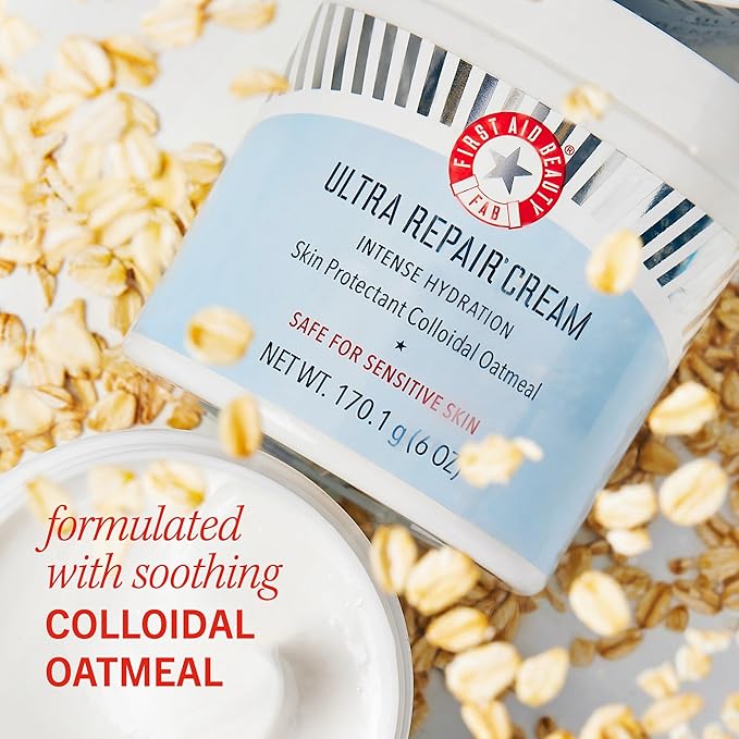 First Aid Beauty - Ultra Repair Cream, Intense Hydration Whipped Colloidal Oatmeal, Clinically Proven to Strengthen Skin Barrier in 7 Days & Helps Relieve Eczema, Luxury Face & Body Moisturizer, 8 oz-GlimoraGlow