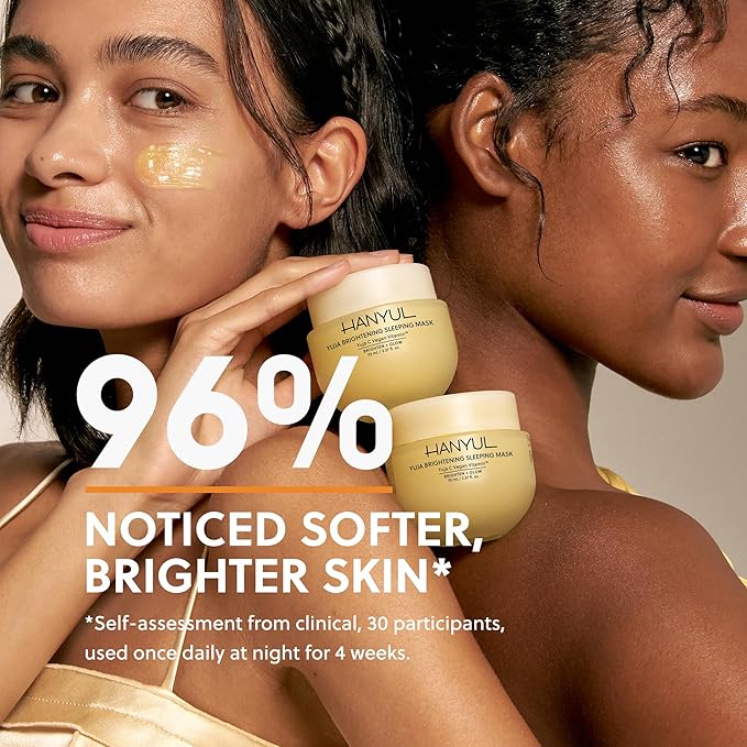Hanyul Yuja Sleeping Mask | Korean Yuzu Night Cream, Vitamin C for Glow, Radiance, Brightening, Vegan Hydrating Overnight Moisturizer with Hyaluronic Acid, Niacinamide & Antioxidants 2.37 fl. oz.-GlimoraGlow