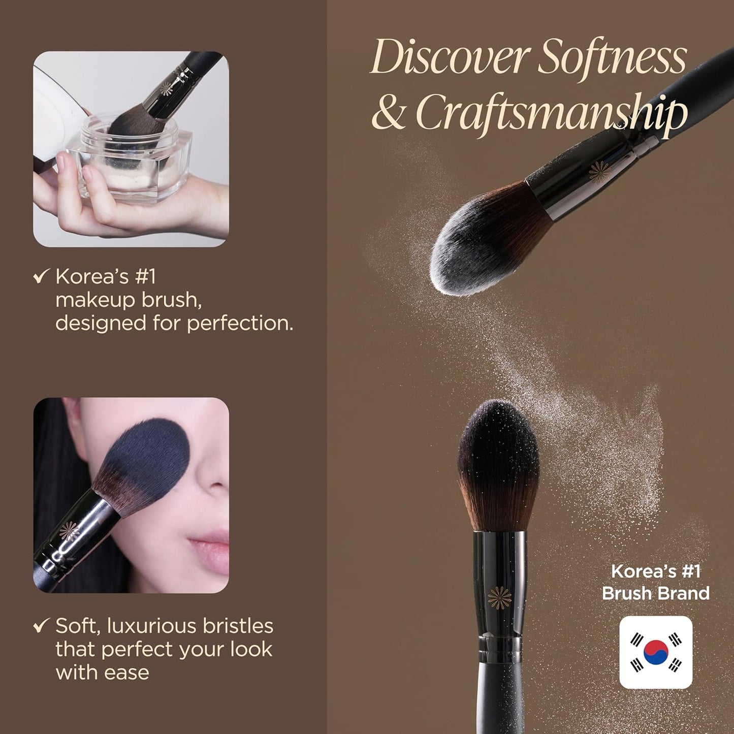 Piccasso 133 Fixing Powder Brush – Soft Synthetic Bristles for Setting Powder, Smooth and Flawless Face Makeup, Gentle Coverage for Pores and Texture, Korean Professional Makeup Brush for Daily Use-GlimoraGlow