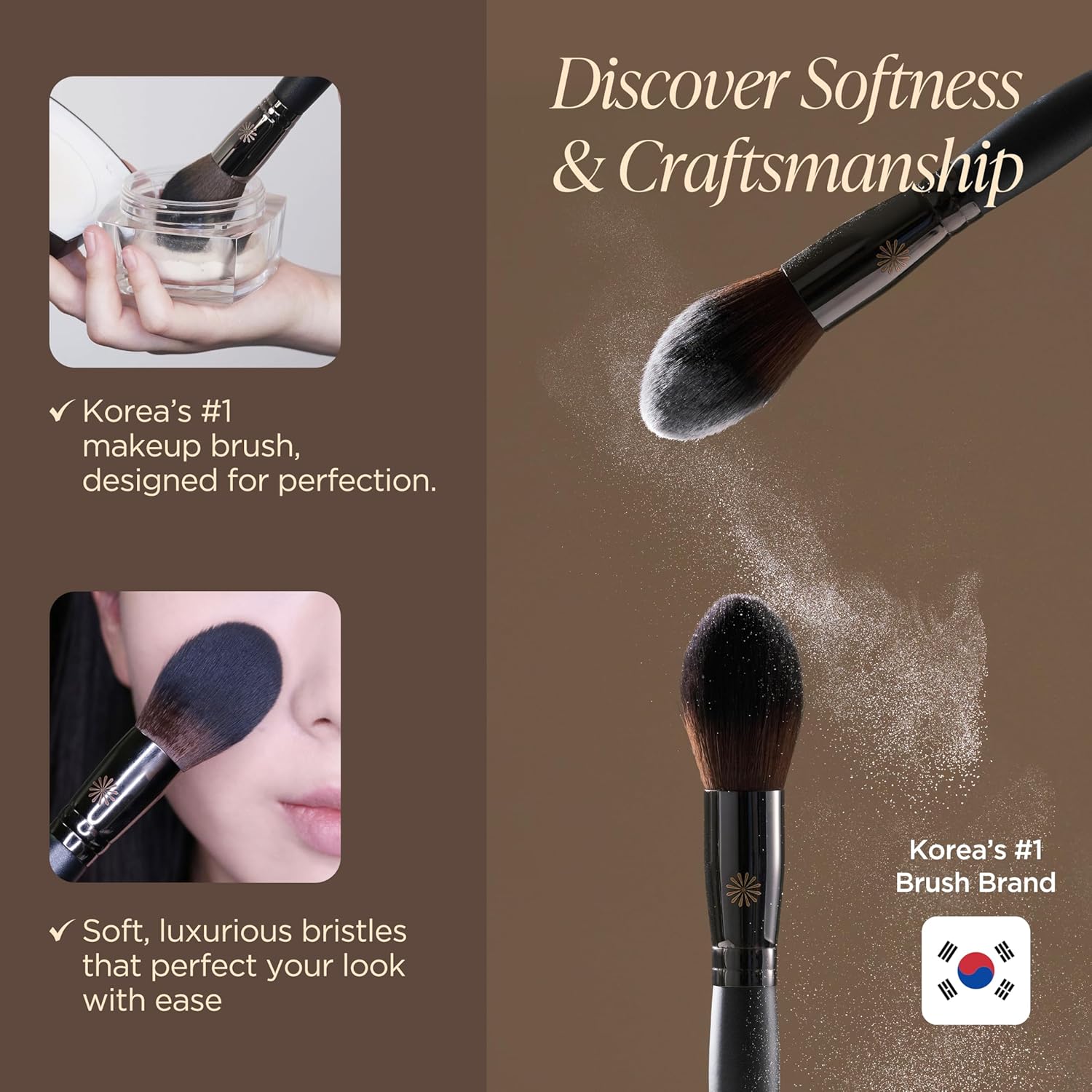 Piccasso 133 Fixing Powder Brush – Soft Synthetic Bristles for Setting Powder, Smooth and Flawless Face Makeup, Gentle Coverage for Pores and Texture, Korean Professional Makeup Brush for Daily Use-GlimoraGlow