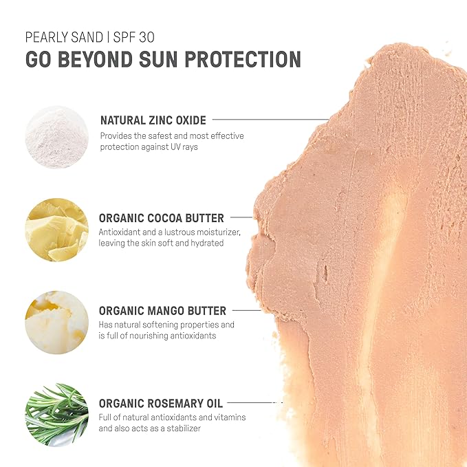 Raw Element Ultra-Moisturizing Tinted Face Cream, Non Toxic Mineral Face Sunscreen, Daily Tinted Moisturizer, Non-Nano Zinc Oxide, Reef Friendly, All Ages, SPF 30, 1.8 oz, Pearly Sand, Pack of 1-GlimoraGlow