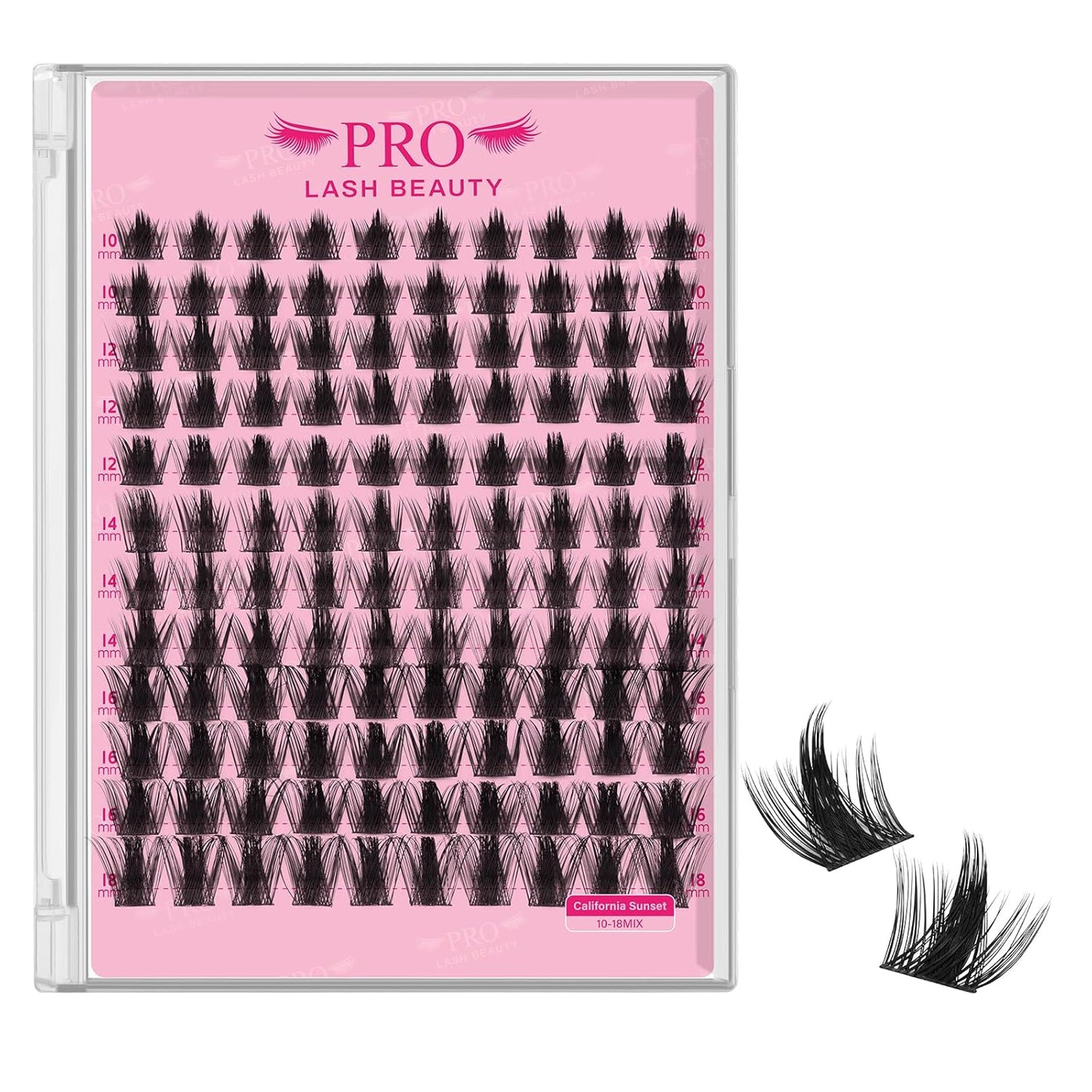 PRO LASHBEAUTY Manga Lash Clusters, Eyelash Clusters 10-18 Mixed Cluster Eyelash Extensions Lash Extension Reusable & Comfortable (Sunset, 10-18mix)-GlimoraGlow