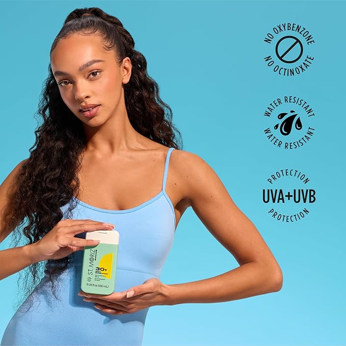 St Moriz Suncare SPF - Sunscreen - Water Resistant Sunscreen Moisturizing Lotion + Vitamin E - Oxybenzone & Octinoxate Free - Vegan - Body, 30, Sun Protection Factor (SPF)-GlimoraGlow