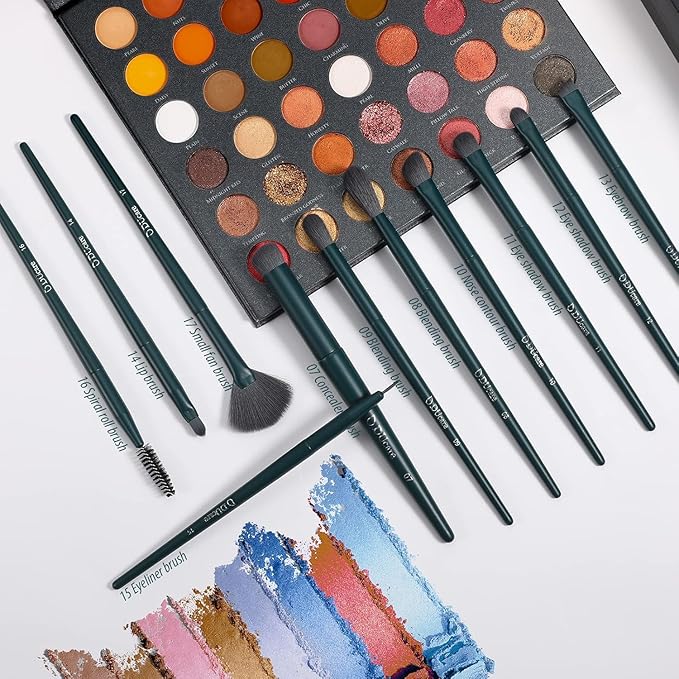 DUcare 17Pcs Professional Makeup Brush Set Complete Kit with Brush Cleaning Mat and Makeup Sponge, Ideal for Foundation, Eyeshadow, Liquid Cream, Gift Box Set-GlimoraGlow