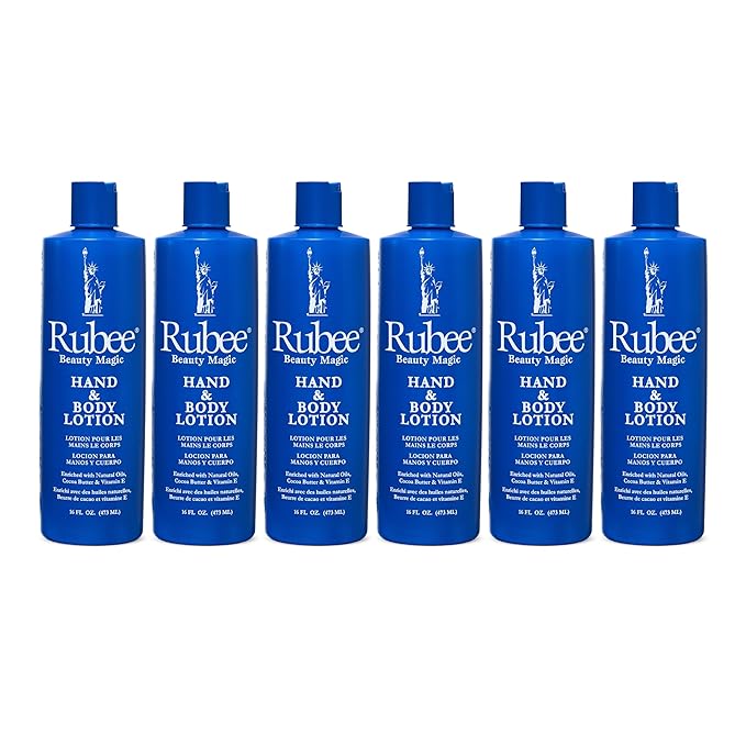 RUBEE Body & Hand Lotion - Pack of 6 Non-Greasy Lotion for Women & Men - 16oz for Extremely Dry Skin - Vitamin E Moisturizer-GlimoraGlow