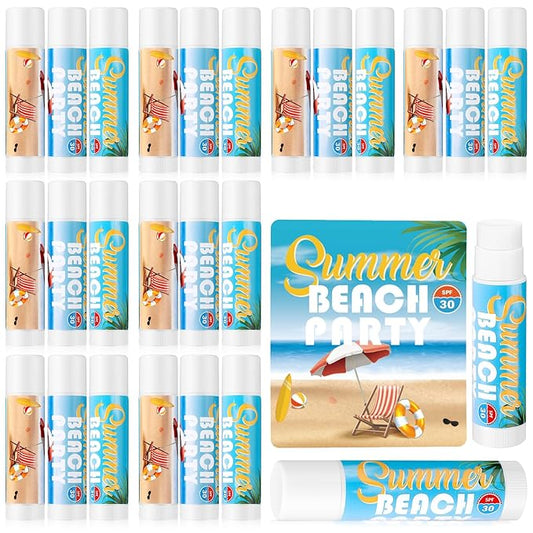 24 Pcs Sunscreen Lip Balms for Summer Beach Party SPF 30 Sunscreen Lip Balms Sticks Bulk Outdoor Travel Sunscreen Care Lip Balm for Thank You Gifts Summer Beach Wedding Party Supplies-GlimoraGlow