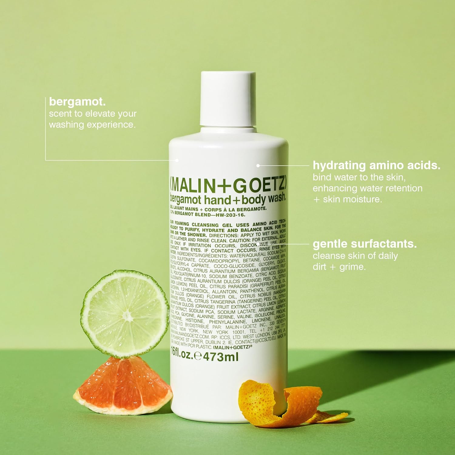 Malin + Goetz Essential Bergamot Purifying, Hydrating Hand + Body Wash, Natural Ingredients for All Skin Types, Soap for Sensitive, Dry Skin, No Stripping, Irritation, 16 Fl Oz-GlimoraGlow
