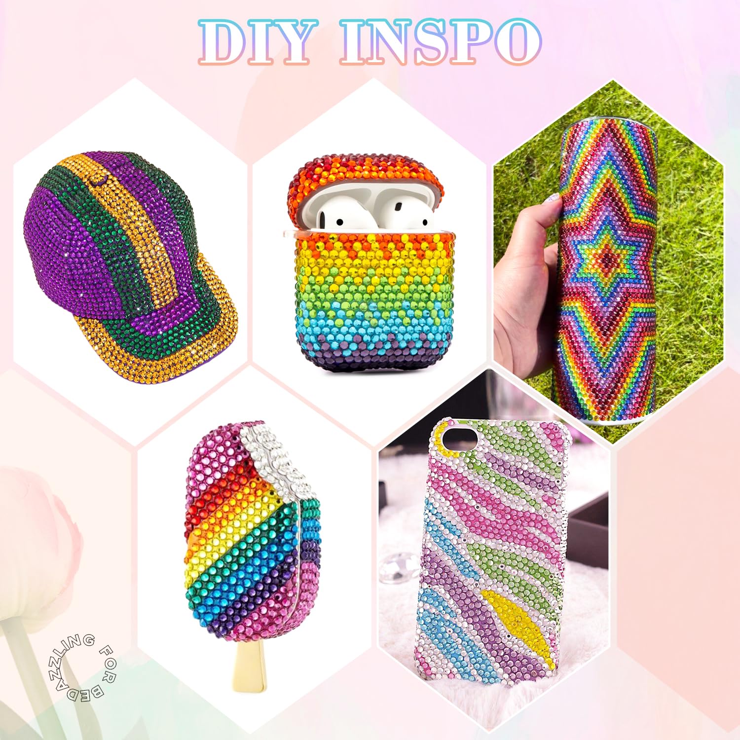 22000Pcs Resin Rhinestones for Bedazzling with 3Pcs B7000 Jewelry Glue, Multicolor 2/3/4mm Flatback Gems Rhinestones for Crafting, Clothing Tumblers Mugs Shoes Fabric Decor Nail Art-GlimoraGlow