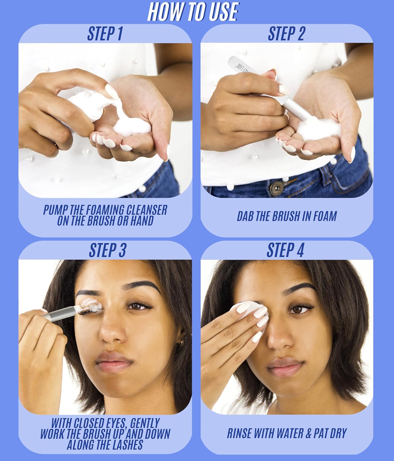 STACY LASH Eyelash Extension Shampoo + Brush / 3.38 fl.oz / 100ml / Eyelid Foaming Cleanser/Wash for Extensions & Natural Lashes/Safe Makeup Remover/Supplies for Professional & Home Use-GlimoraGlow