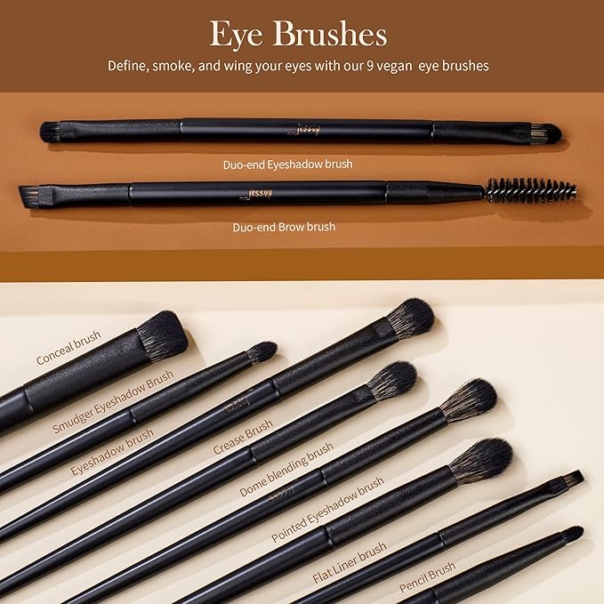 Makeup Brushes Set Jessup Make up Brushes 14Pcs Black Kabuki Foundation Eyeshadow Contour Concealer Powder Eyeliner Crease Eyebrow Blending Brush, T336-GlimoraGlow