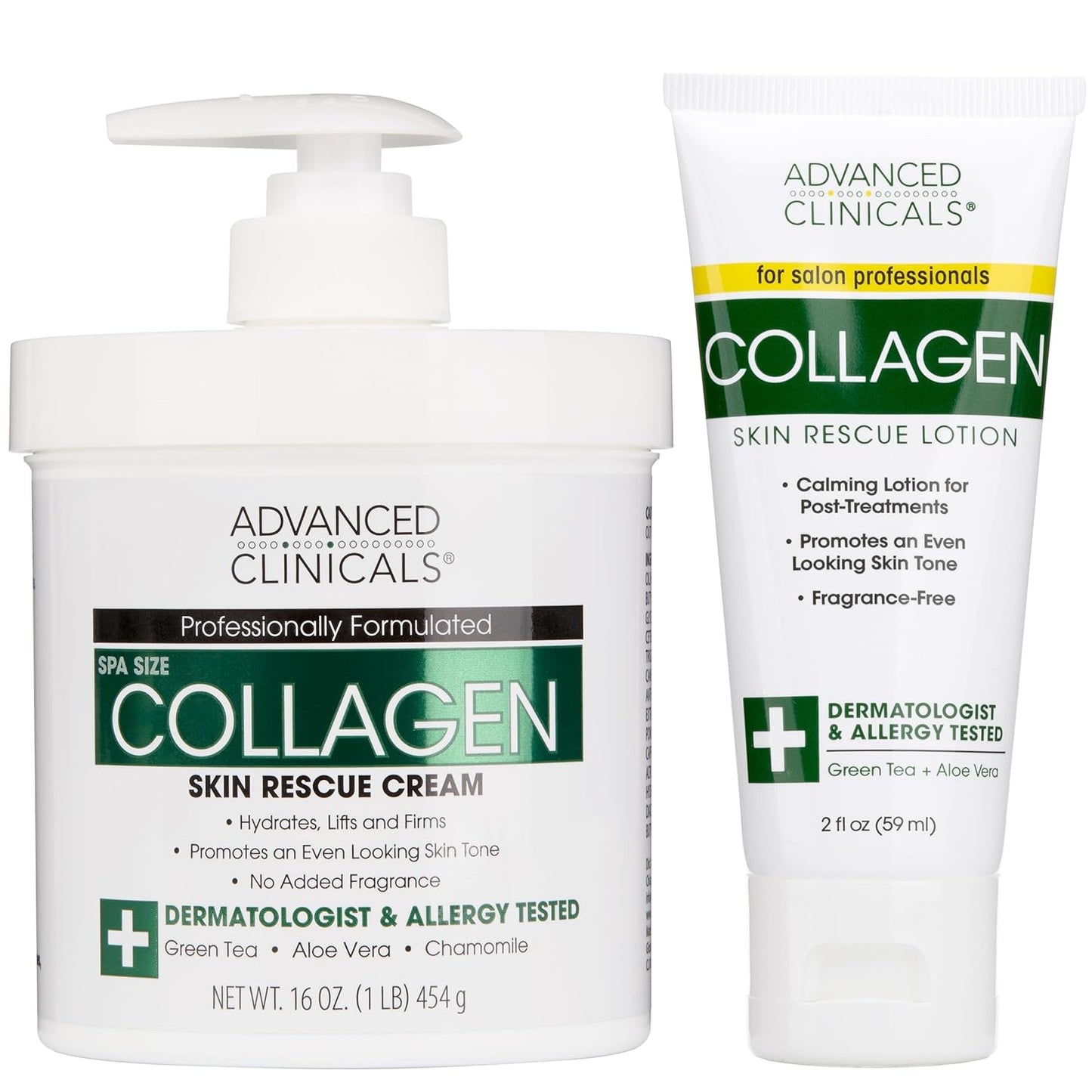 Advanced Clinicals Collagen Cream Body Lotion & Face Moisturizer W/Vitamin E | Skincare Collagen Lotion For Women, Men, Hand, & Neck Improves Look Of Crepe Skin & Uneven Dry Skin, 16Oz + Travel Size-GlimoraGlow