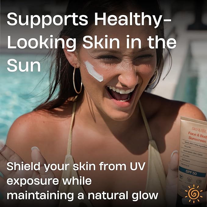 Mineral Sunscreen SPF 50 | With Grass-Fed Tallow & Zinc Oxide | Non-Greasy Formula for Face & Body | Made Without Reef-Harming UV Filters | 3 oz (85 g)-GlimoraGlow