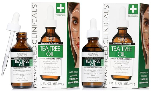 Advanced Clinicals Tea Tree Oil For Skin Facial Serum | Tea Tree Serum For Face With Vitamin E + Botanicals To Help Improve Appearance Of Large Pores & Skintone For Smoother Looking Skin, 2-Pack-GlimoraGlow